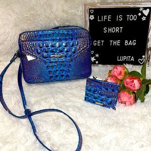 Brahmin Shea crossbody/Cheryl credit card case in Deep Azure